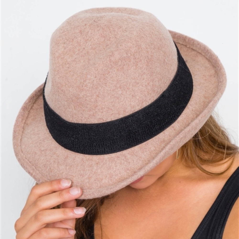 WOOL GREY CONTRAST TRIM FEDORA HAT - Picture 4 of 8